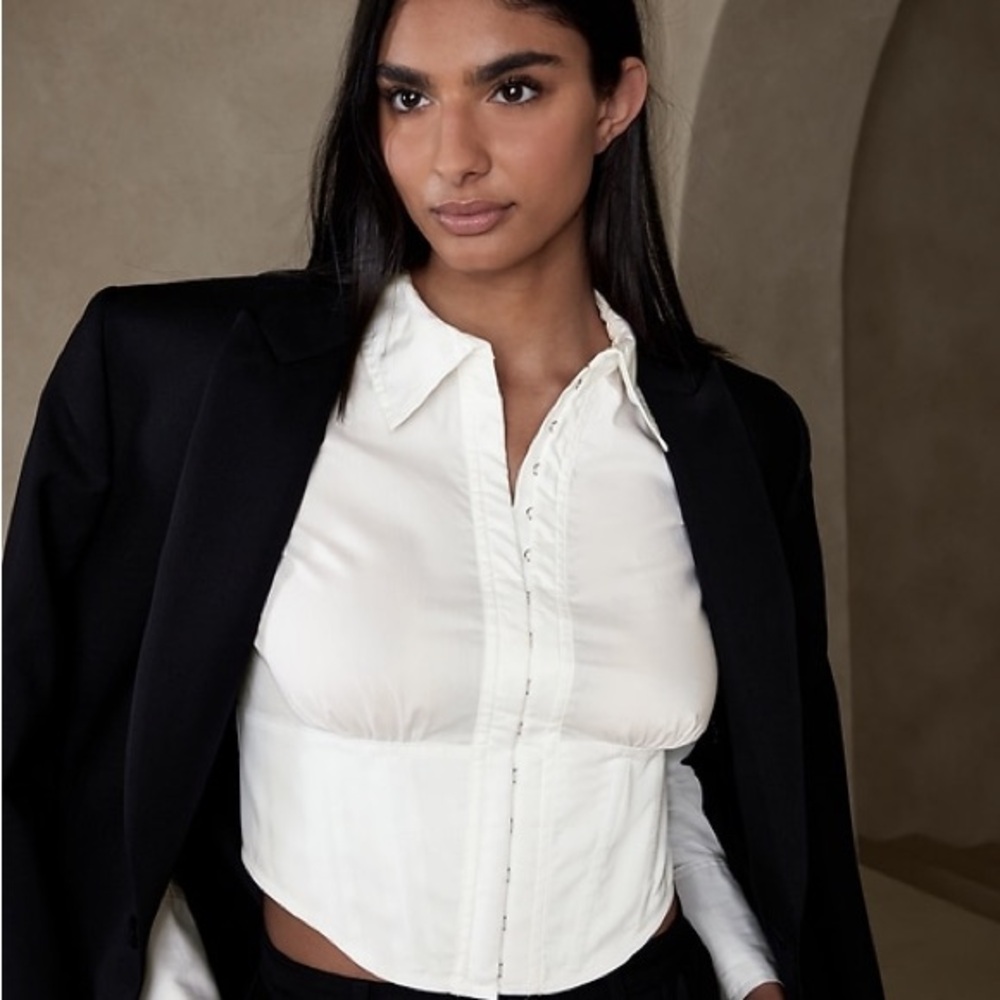 Banana Republic Araceli Corset Top - White - Size 10 (NWT)